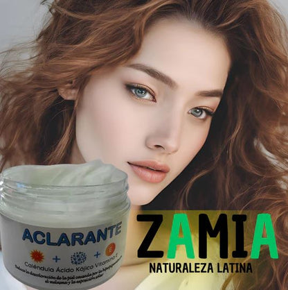 Zamia Glow™:“Crema aclarante de manchas “Fórmula Natural con Ácido Kójico, Vitamina C, Vitamina E, Caléndula y Ácido Glicólico”🌿 🌸