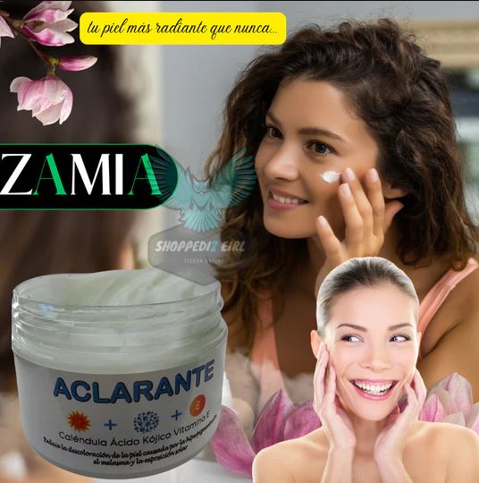 Zamia Glow™:“Crema aclarante de manchas “Fórmula Natural con Ácido Kójico, Vitamina C, Vitamina E, Caléndula y Ácido Glicólico”🌿 🌸