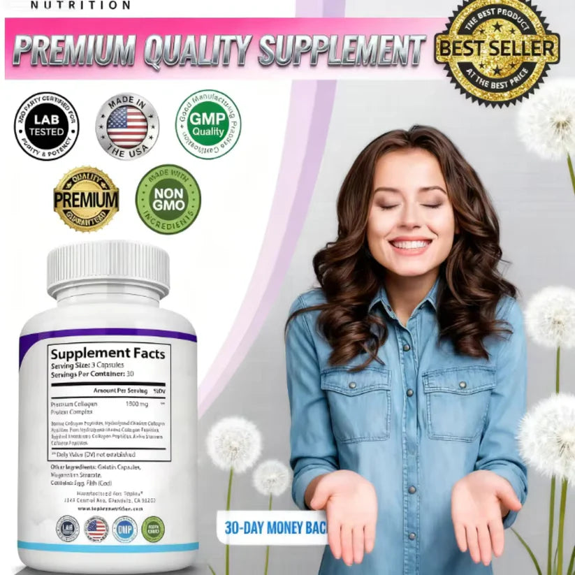 Toplux - Colágeno de 5 PEPTIDOS, cuida tu piel, articulaciones y tu salud integral