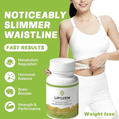 LipoZem Suplemento de Magnesio/Calcio/Sodio | Apoyo Digestivo + Energía Mental | Pérdida de Peso | Vegano, Sin Gluten/Sin Aditivo (120 cápsulas)