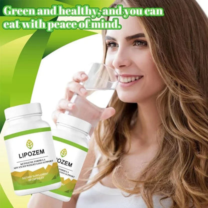 LipoZem Suplemento de Magnesio/Calcio/Sodio | Apoyo Digestivo + Energía Mental | Pérdida de Peso | Vegano, Sin Gluten/Sin Aditivo (120 cápsulas)