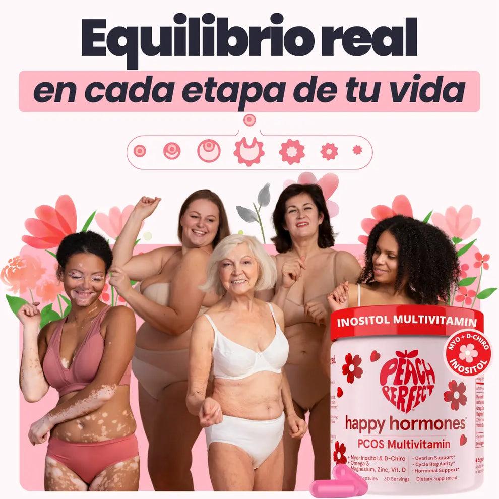Peach Perfect Balance: Myo Inositol + Vitaminas D3 + Magnesio + Omega 3 – tu rutina para sentirte en control, con energía y piel radiante. 🧴 120 cápsulas