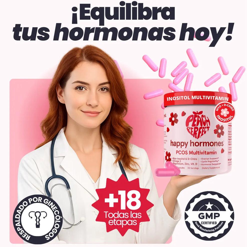 Peach Perfect Balance: Myo Inositol + Vitaminas D3 + Magnesio + Omega 3 – tu rutina para sentirte en control, con energía y piel radiante. 🧴 120 cápsulas